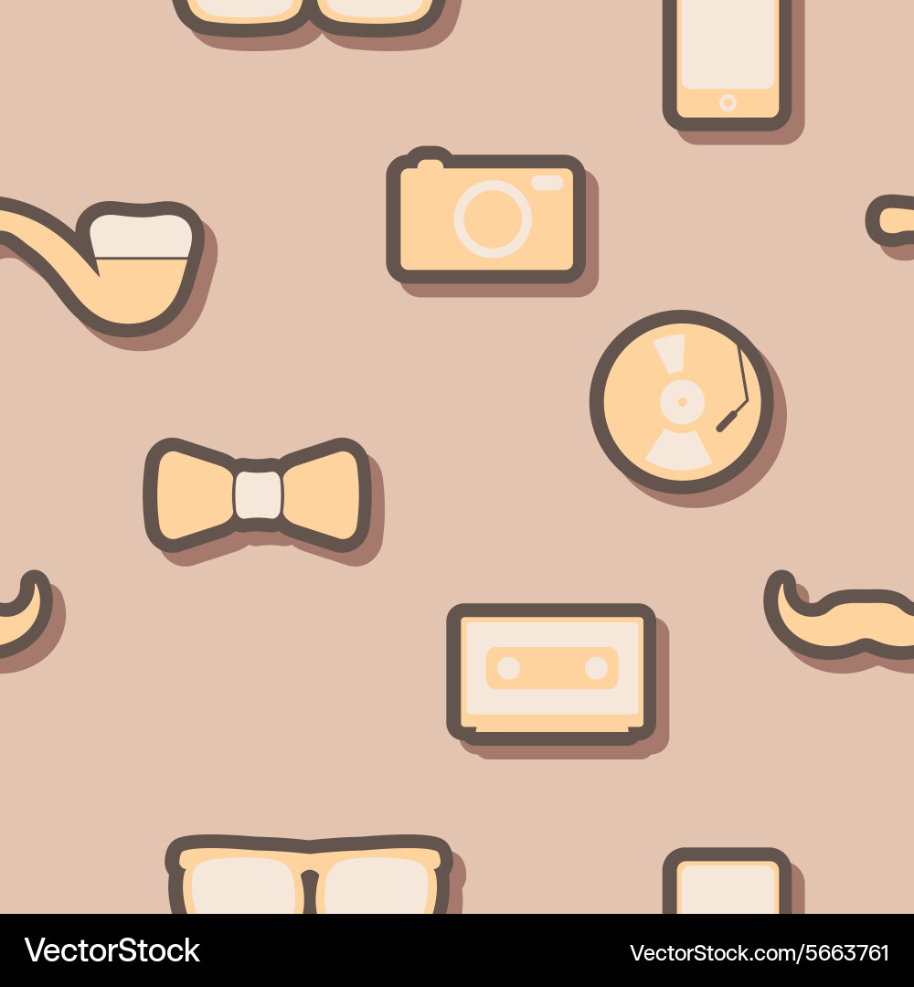 Seamless background with different hipster objects vector image