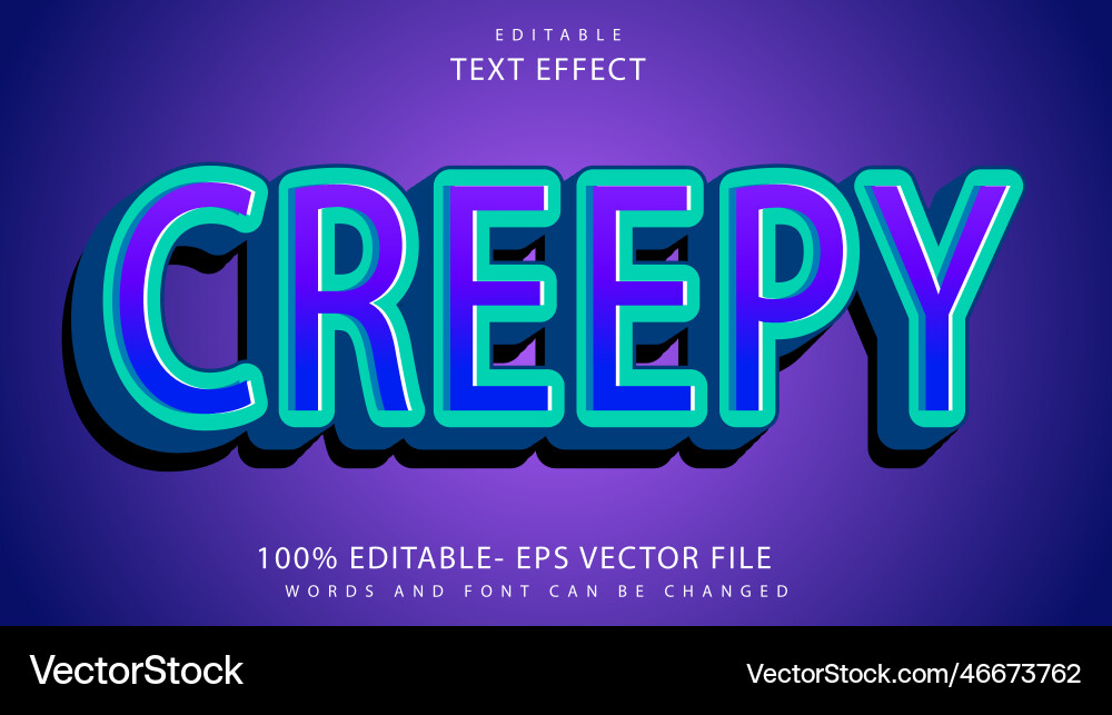 3d minimal gradient word creepy editable text 3d minimal gradient word creepy editable text vector image