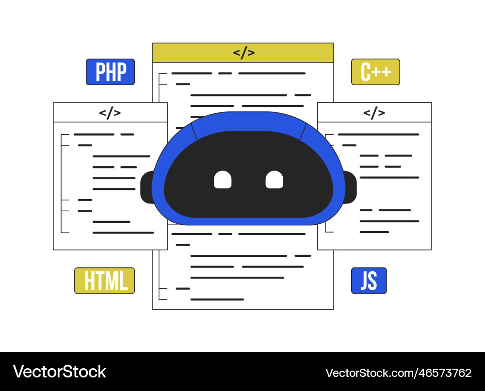 Ai-assisted coding line concept spot Ai-assisted coding line concept spot vector image