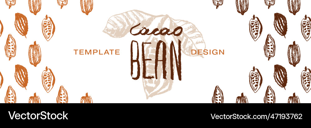 Cacao label template with cocoa pattern on white Cacao label template with cocoa pattern on white vector image