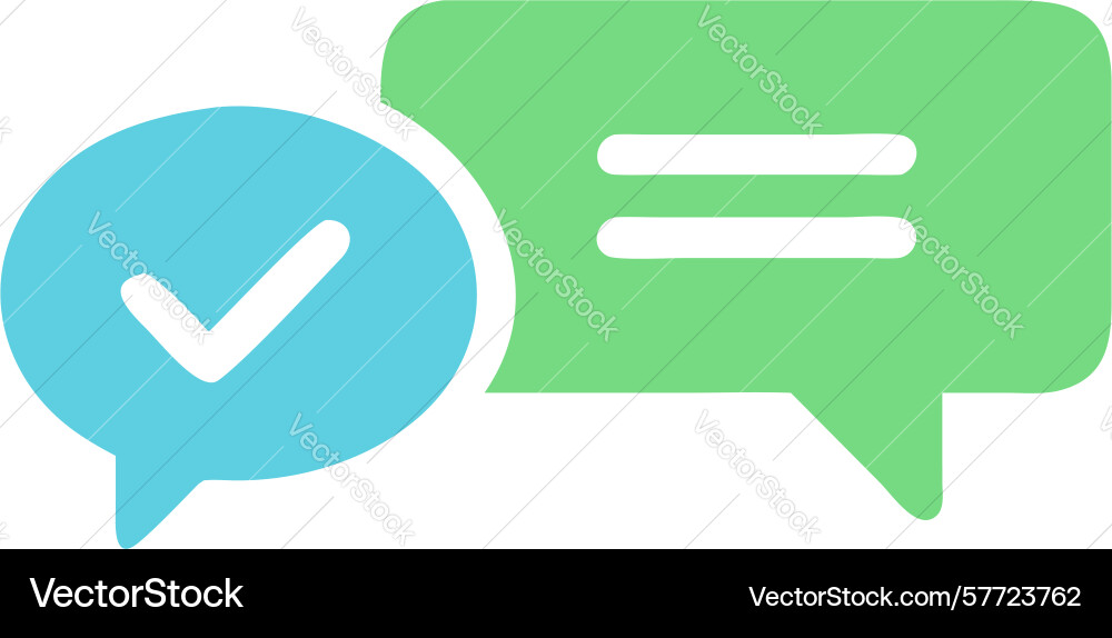 Chat bubble with checkmark and text verified Vector Image