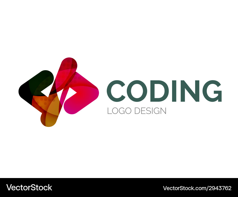 Code icon logo design made of color pieces vector image