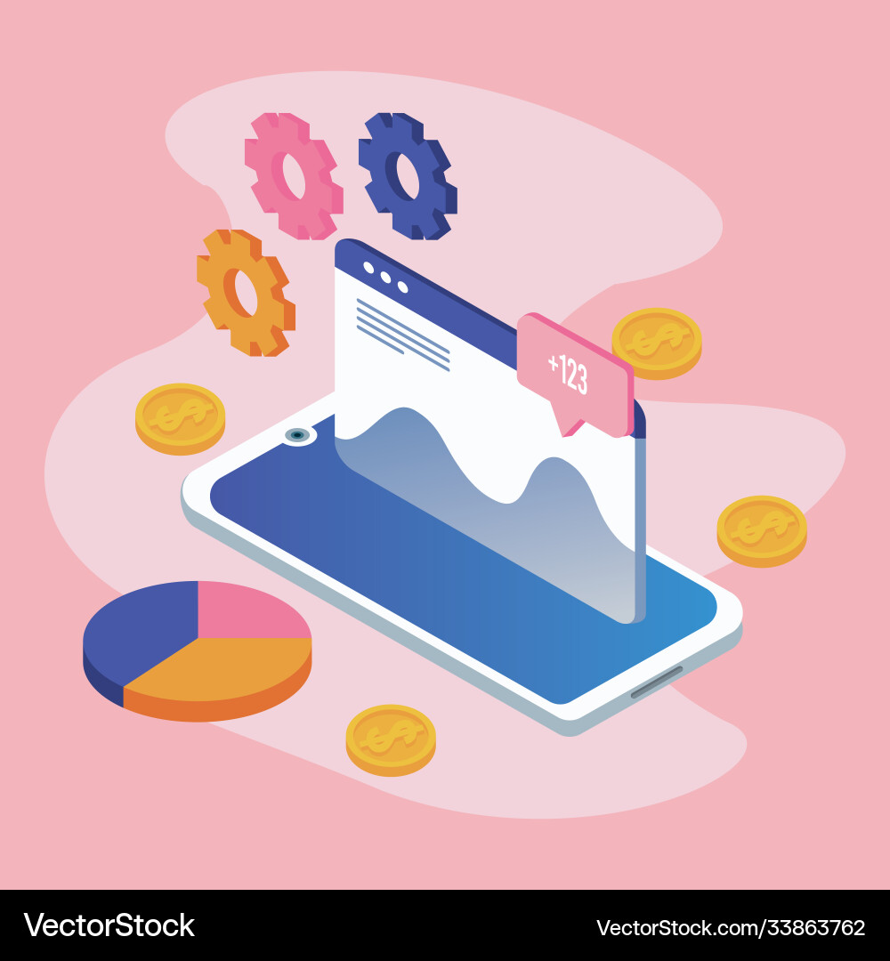 Data analysis technology with webpage template Vector Image
