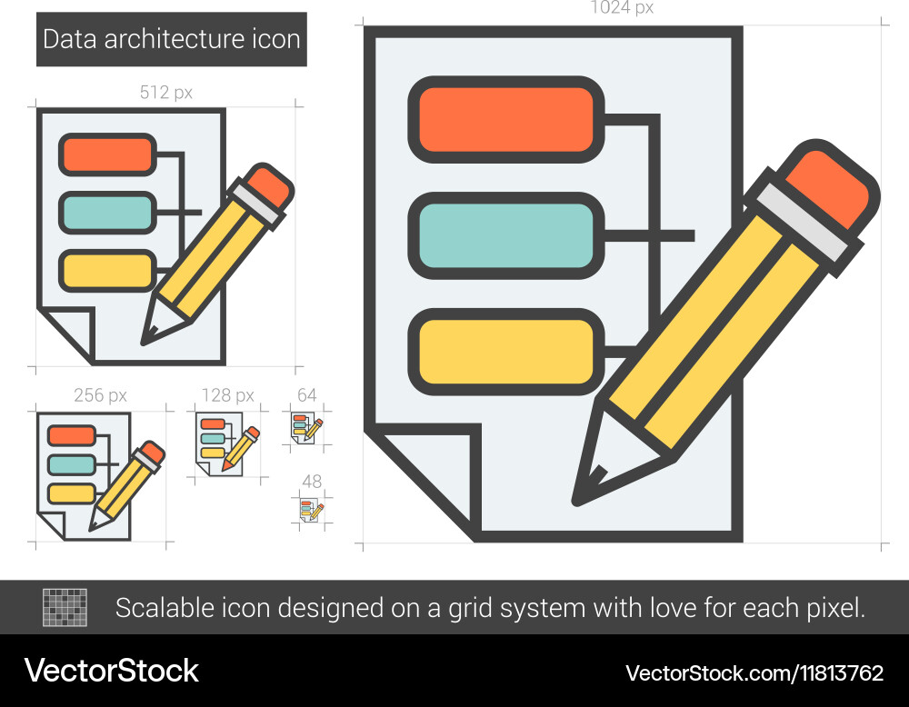 Data architecture line icon Vector Image