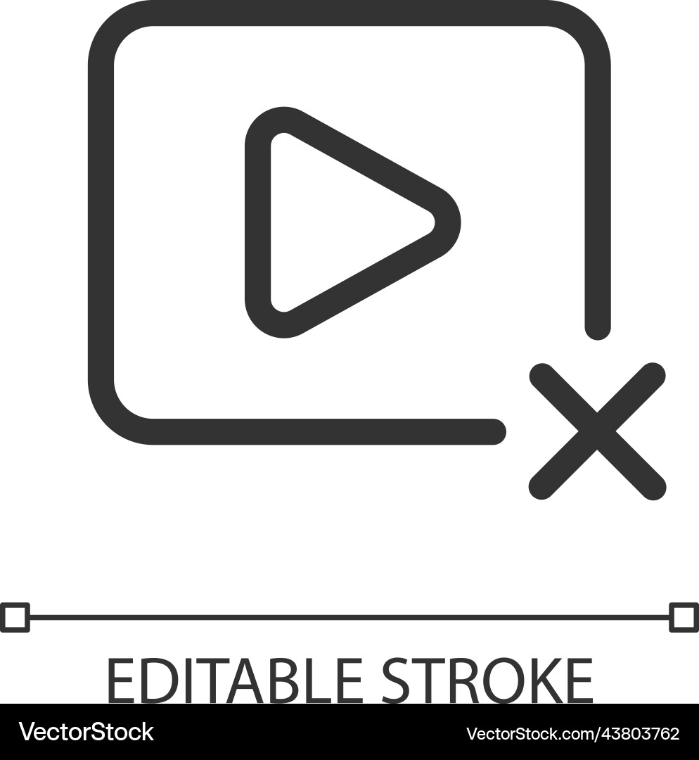 Delete video pixel perfect linear ui icon Delete video pixel perfect linear ui icon vector image