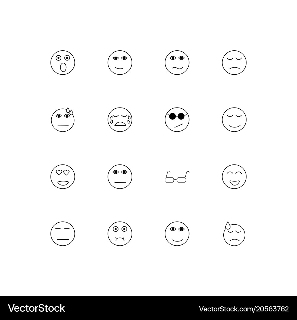 Emoticons simple linear icons set outlined Vector Image