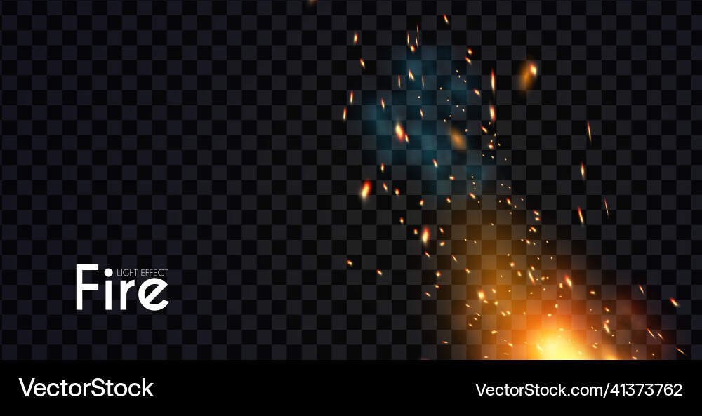 Fire transparent light effect with flying sparkls vector image