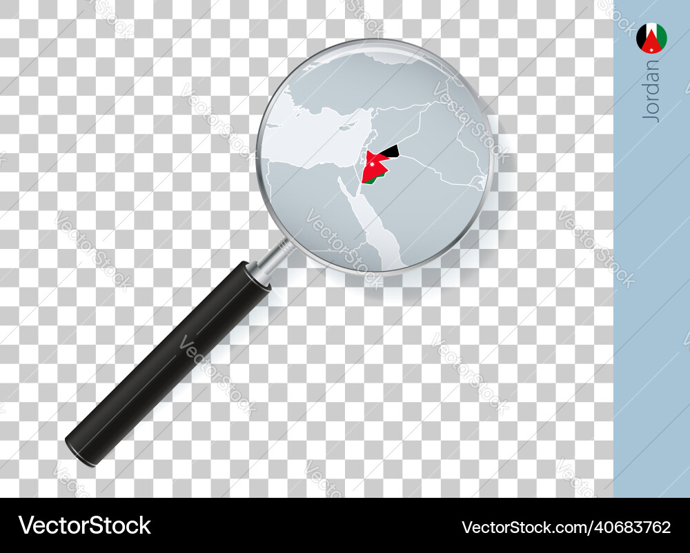 Jordan map with flag in magnifying glass Jordan map with flag in magnifying glass Vector Image
