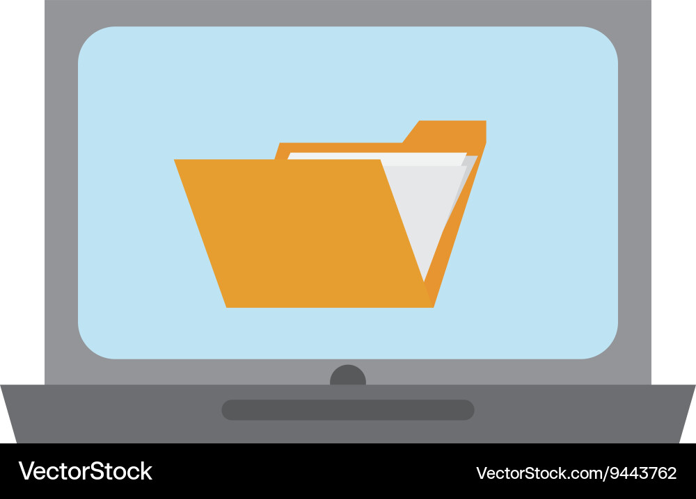 Laptop with document folder vector image