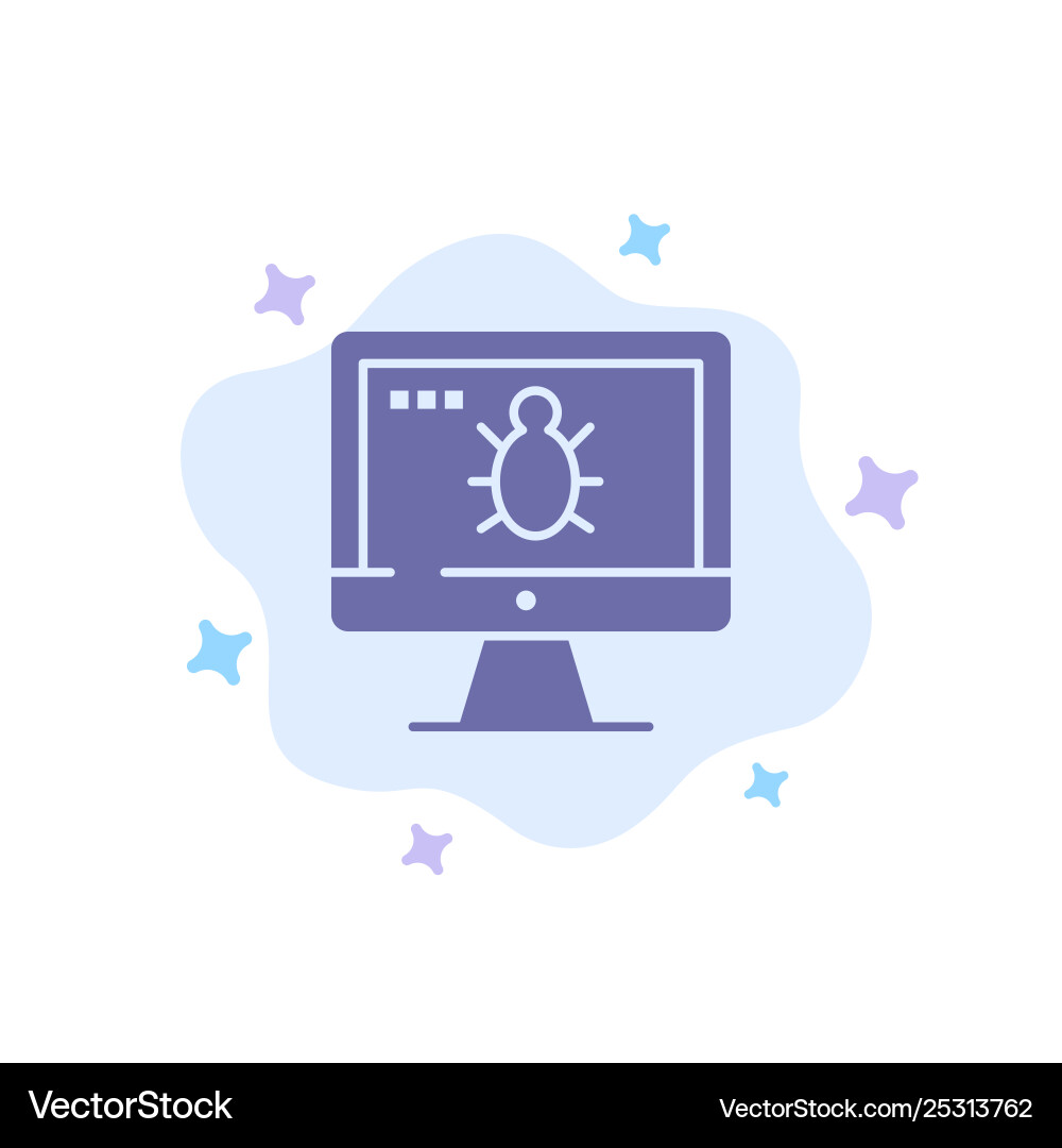 Monitor bug screen security blue icon on abstract Vector Image