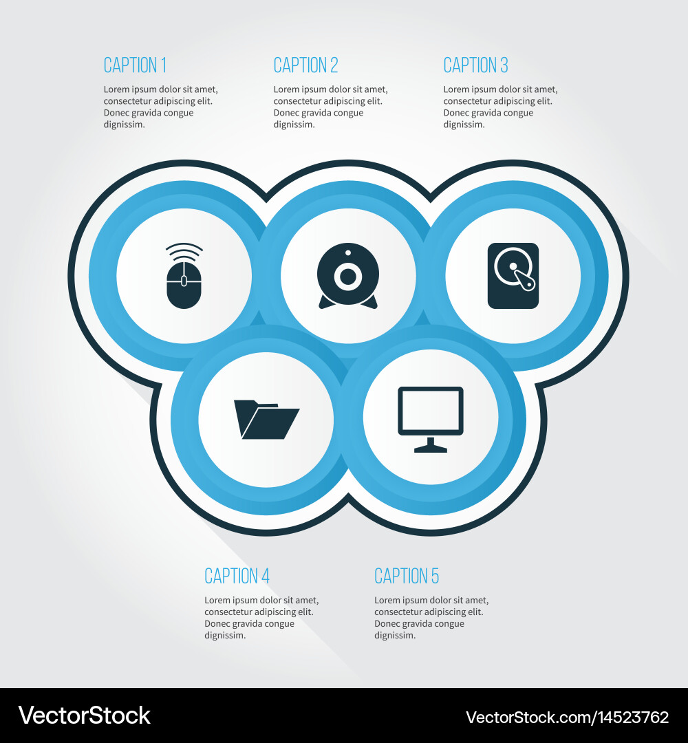 Notebook icons set collection of desktop vector image
