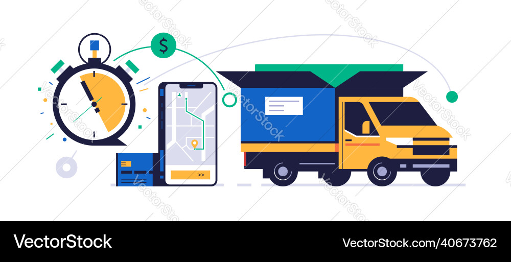 Online Paketversand Service Konzept Telefon Online Paketversand Service Konzept Telefon vektorbild