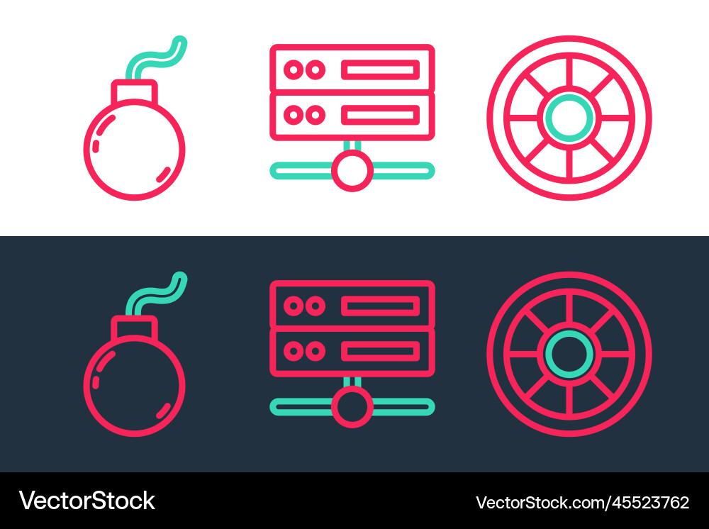 Set line safe bomb ready to explode and server Set line safe bomb ready to explode and server vector image