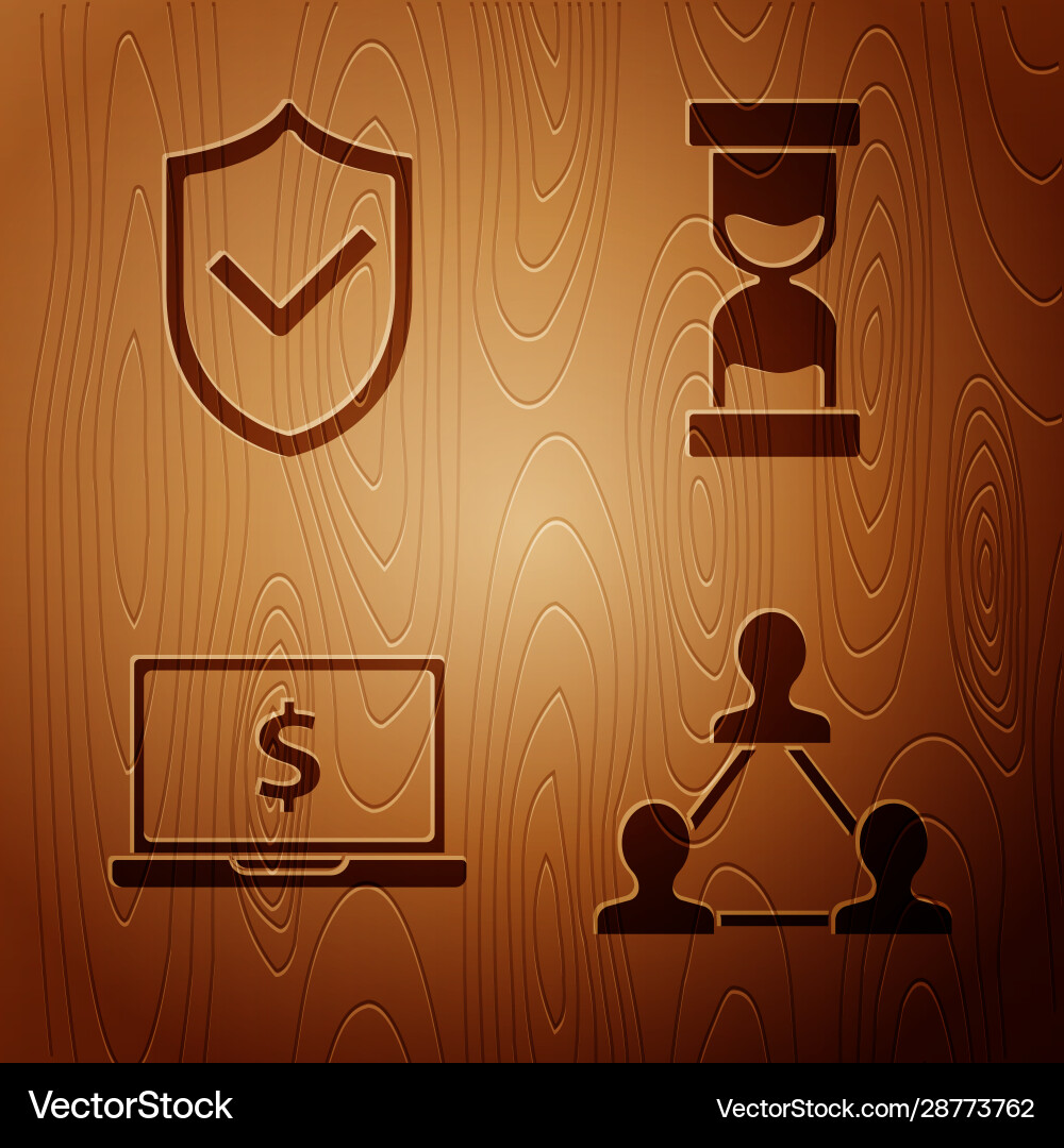 Set project team base shield with check mark Set project team base shield with check mark Vector Image
