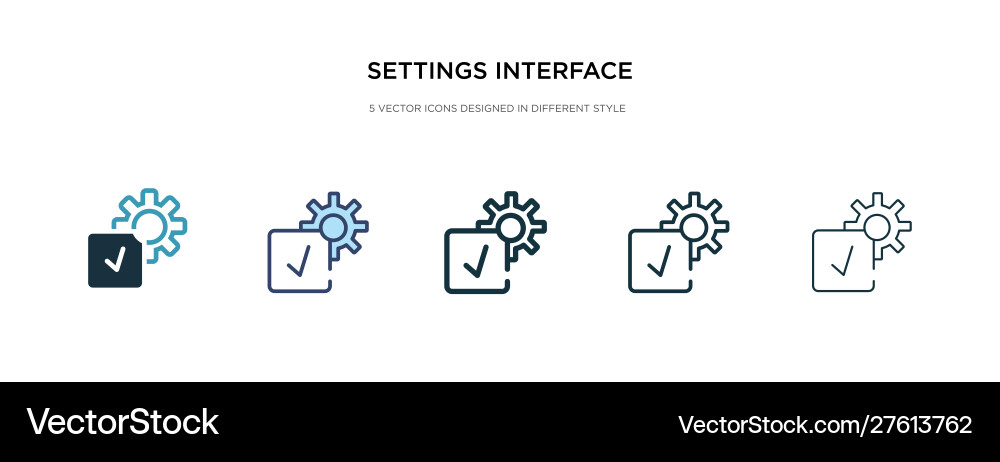 Settings interface icon in different style two Vector Image