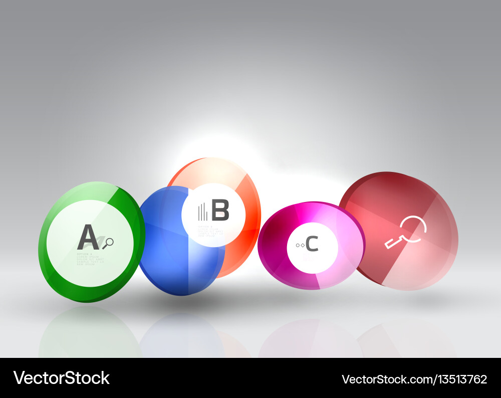 Shiny circles with text in 3d space Shiny circles with text in 3d space Vector Image