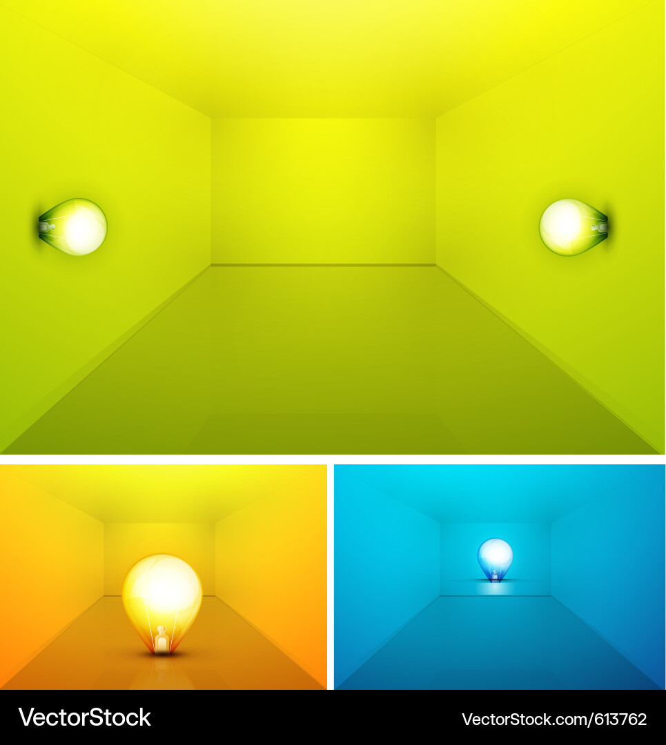 Shiny colored empty interioir with light bulb Vector Image