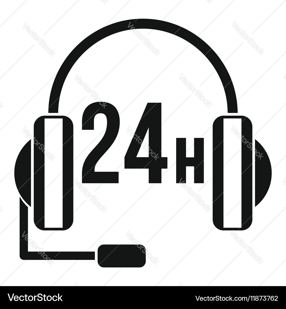 Support 24 hours icon simple style vector image