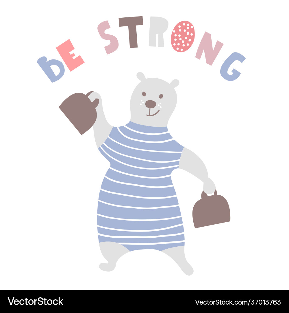 Cartoon bear strongman circus artist Cartoon bear strongman circus artist vector image