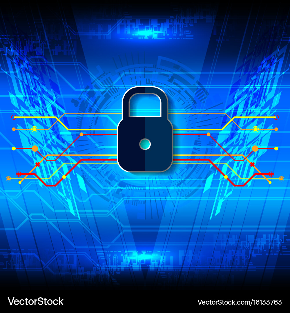 Cyber security padlock fiber Royalty Free Vector Image