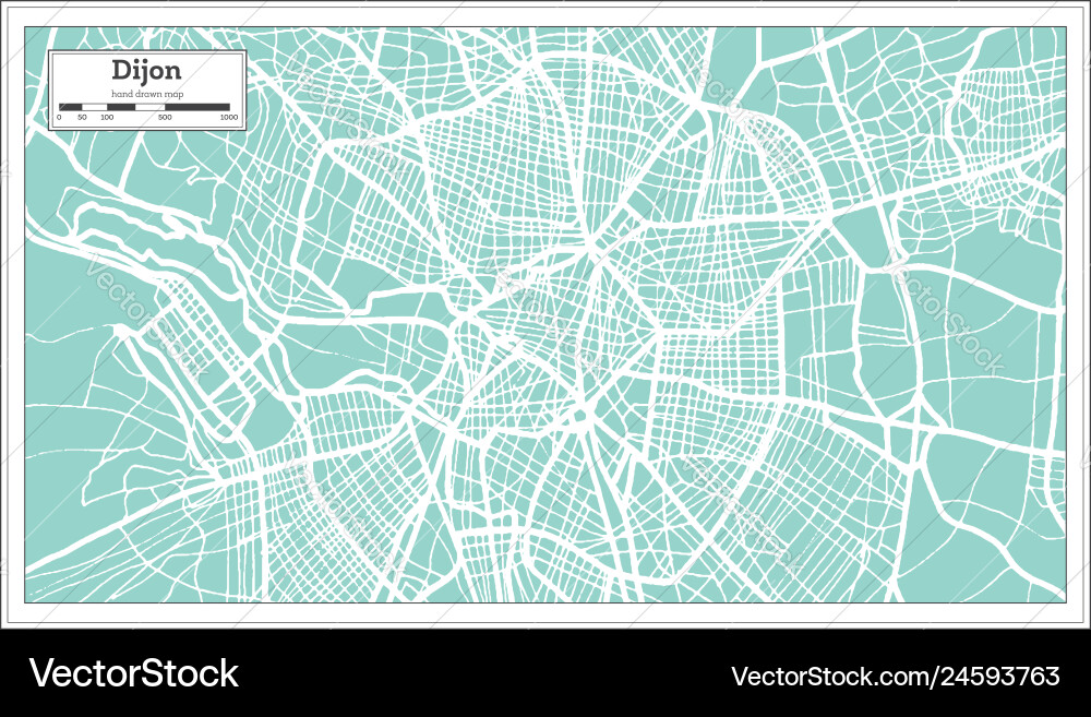 Dijon France City Map - Retro Style Vector Image