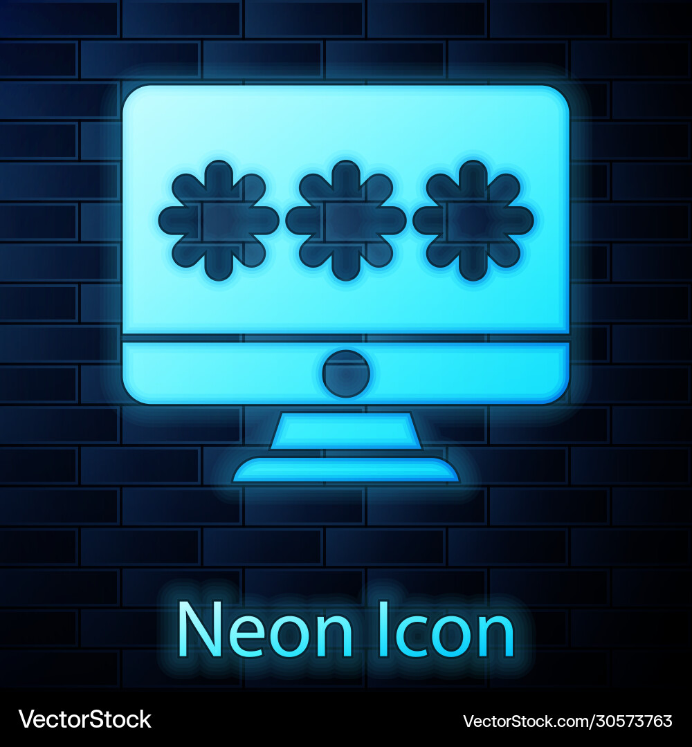 Glowing neon monitor with password notification Glowing neon monitor with password notification Vector Image