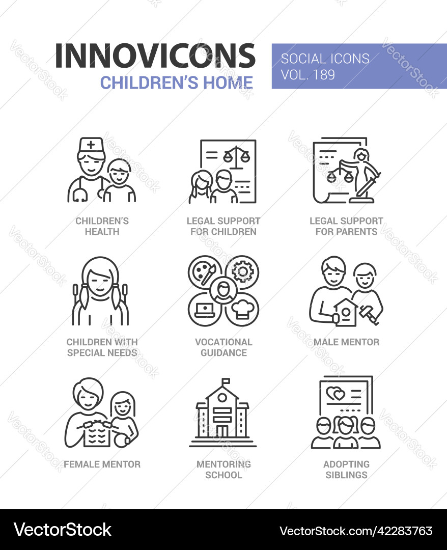Legal support for parents and children - line Legal support for parents and children - line vector image