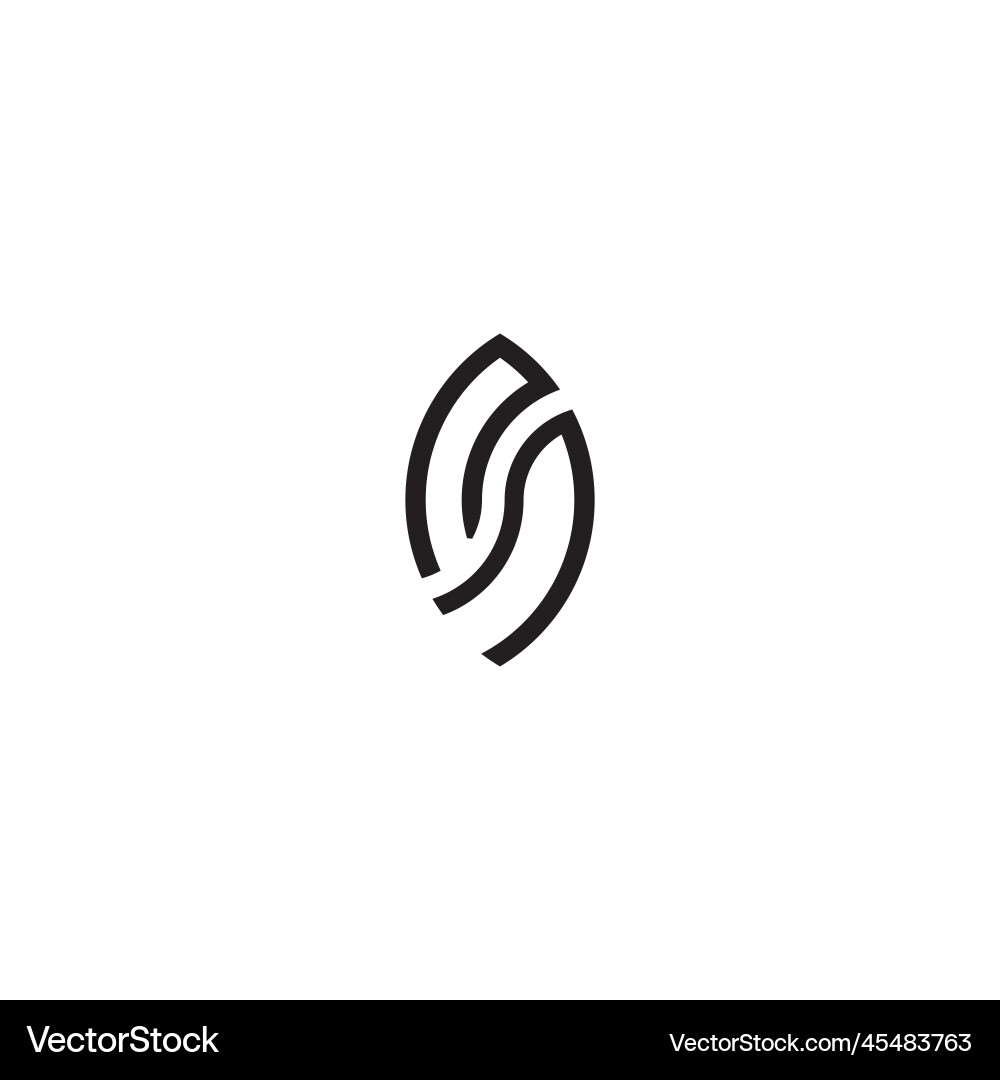 Nn leaf shape line initial concept with high vector image