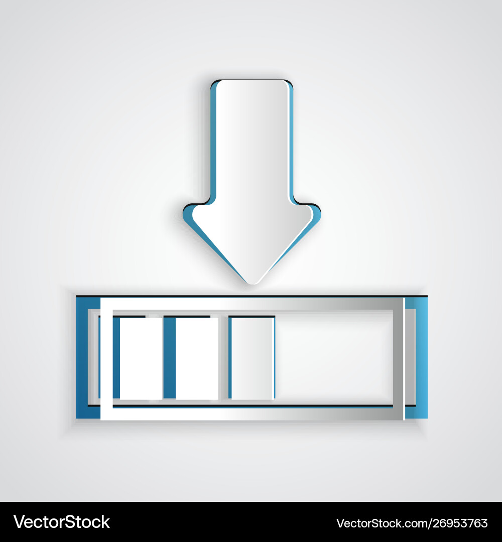 Paper cut loading icon isolated on grey background Vector Image