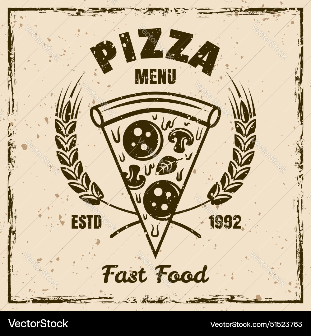 Pizzeria Emblem Badge Label im Jahrgang Pizzeria Emblem Badge Label im Jahrgang vektorbild