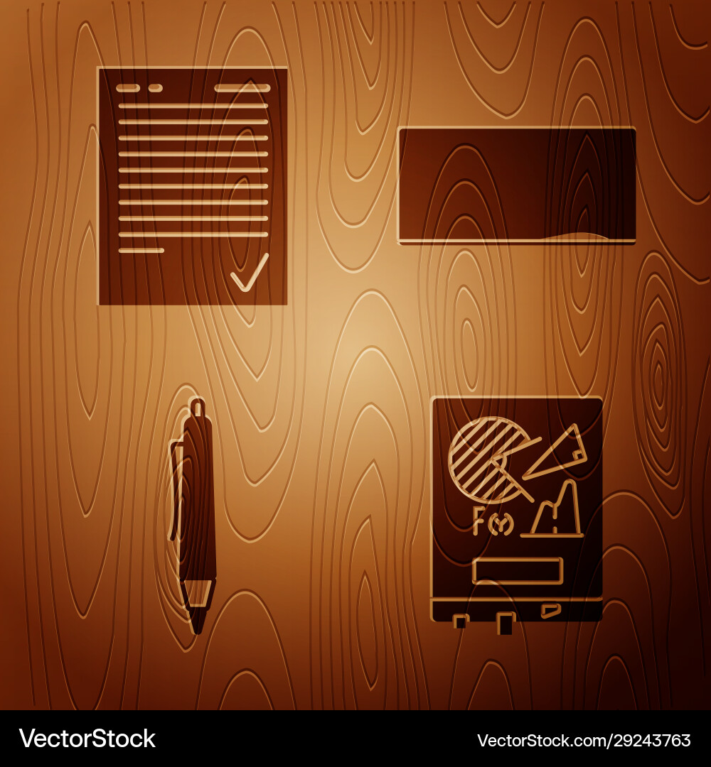 Set board with graph chart exam sheet check Set board with graph chart exam sheet check vector image