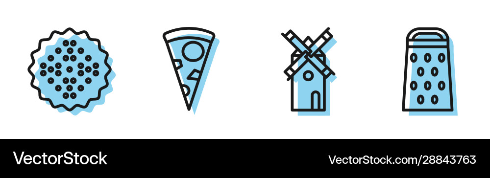 Set line windmill cracker biscuit slice Set line windmill cracker biscuit slice vector image