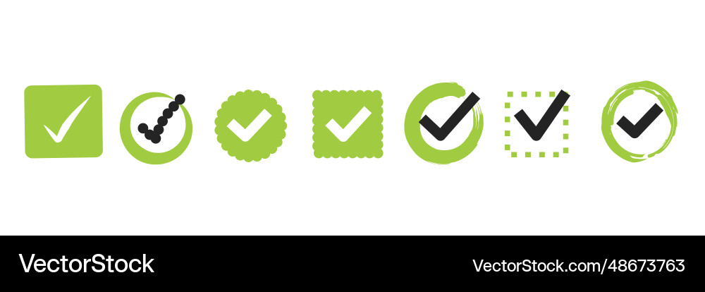 Set of check marks Set of check marks Vector Image