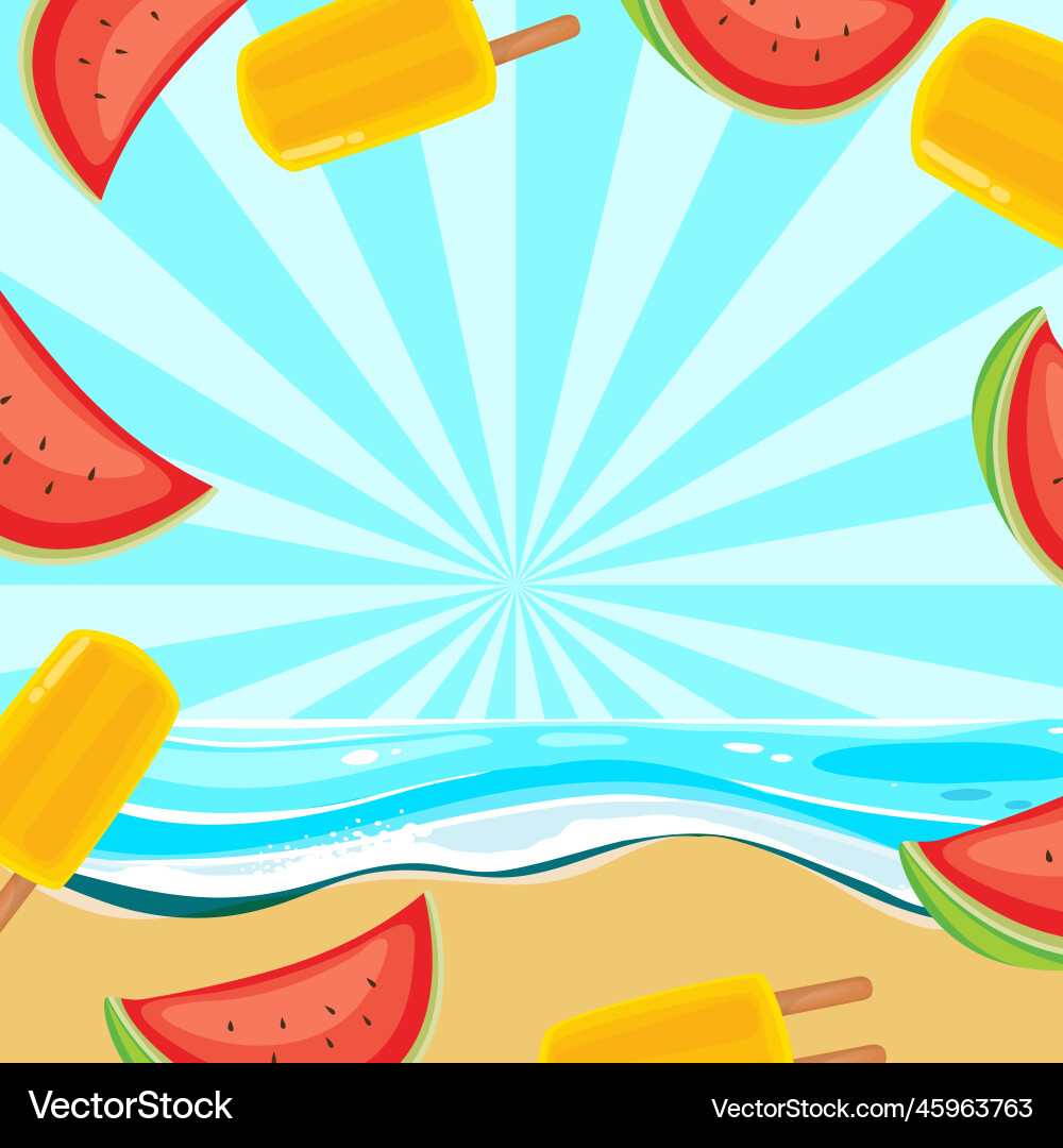Summer beach background template Royalty Free Vector Image