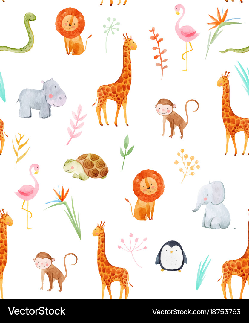 Watercolor Animal Pattern vector image