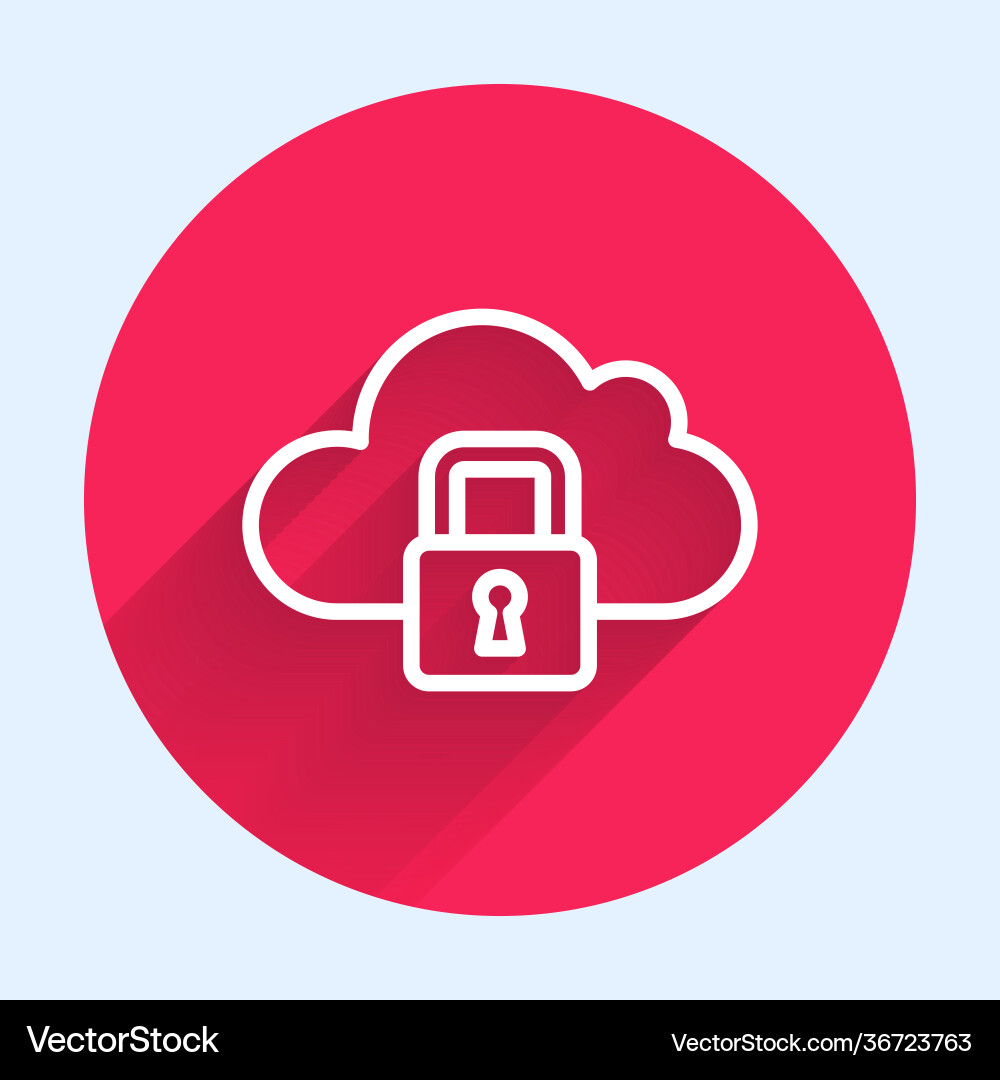 White line cloud computing lock icon isolated White line cloud computing lock icon isolated vector image