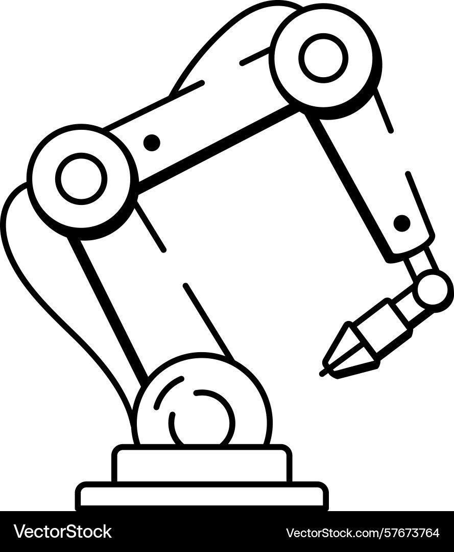 A sketchy style icon representing robot arm Vector Image