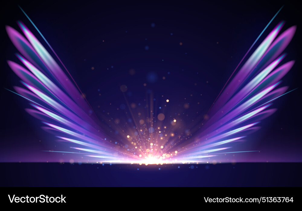 Abstrakte Neonlichtflügel mit Strahlen und Funken Abstrakte Neonlichtflügel mit Strahlen und Funken vektorbild
