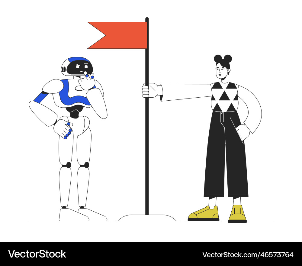 Ai bot training line concept spot Ai bot training line concept spot vector image