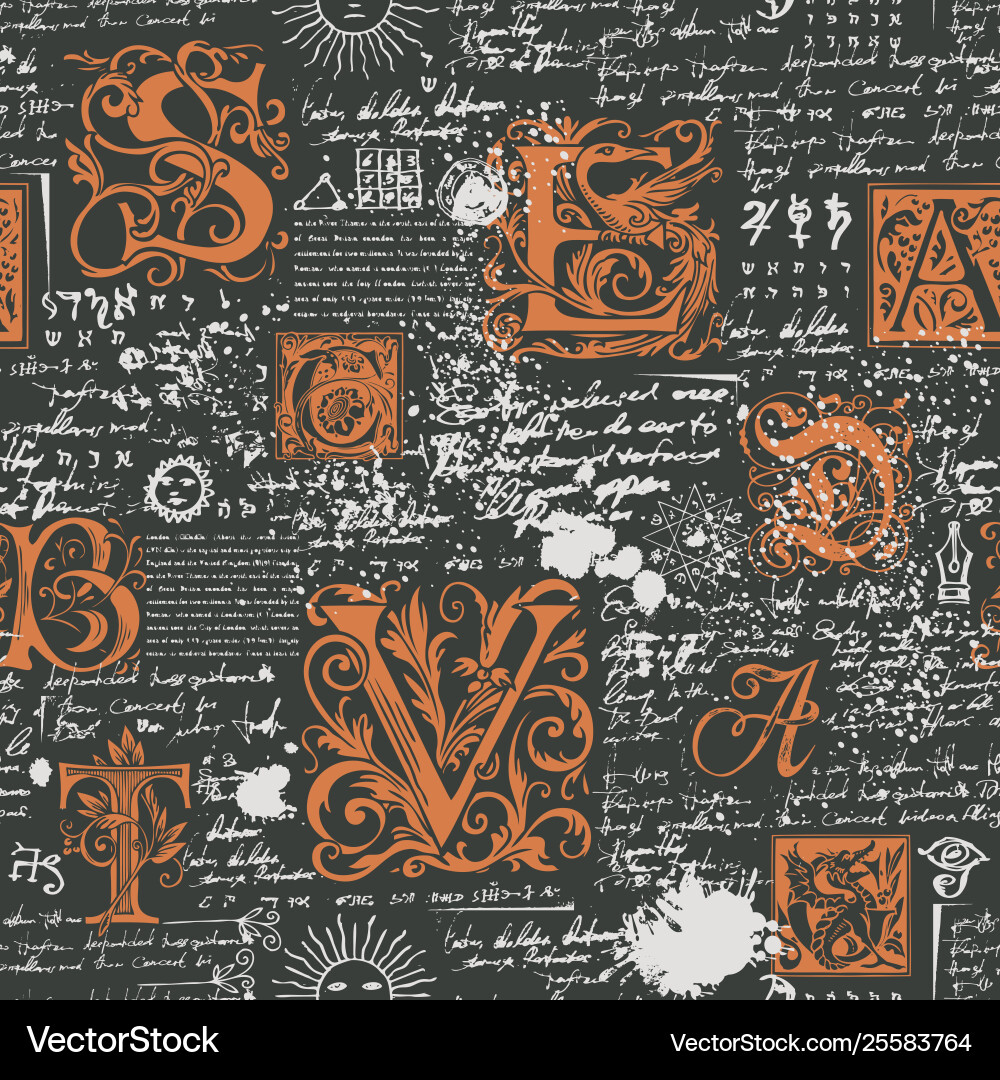 Antique Letter Pattern - Initial Script vector image