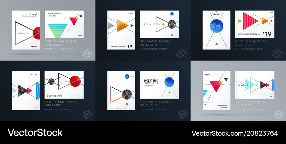Brochure design triangular template colourful Brochure design triangular template colourful vector image
