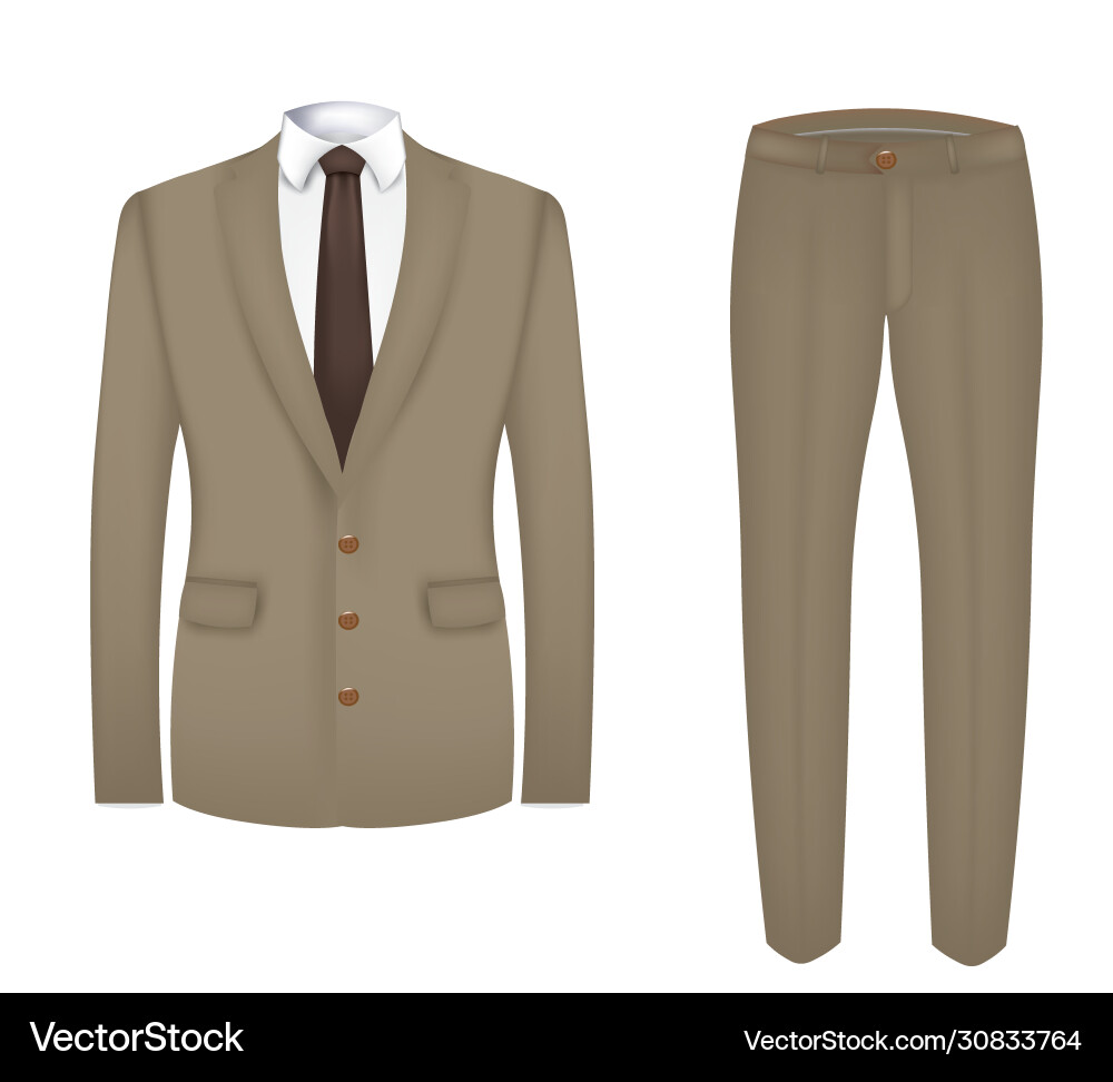 Brown suit and tie with shirt Brown suit and tie with shirt vector image