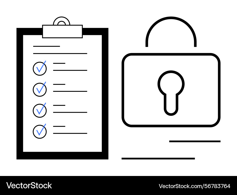 Checklist with completed tasks and security Checklist with completed tasks and security vector image