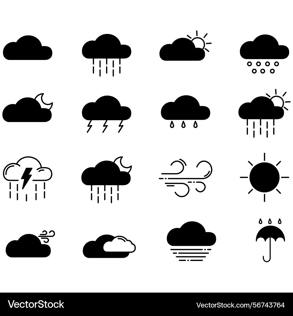Clouds icons set of in different form Vector Image