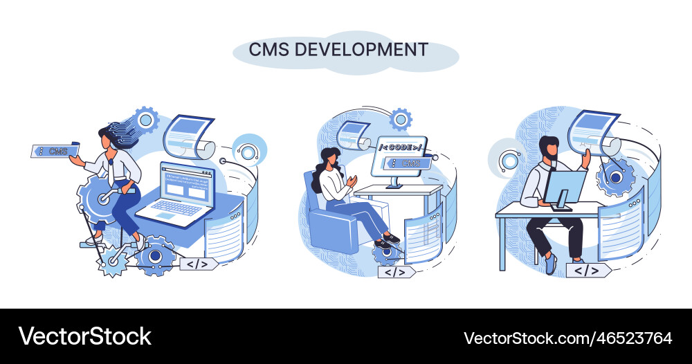 Concept of digital content management system cms Concept of digital content management system cms vector image