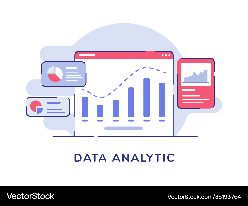 Data analytic concept bar chart on display Vector Image