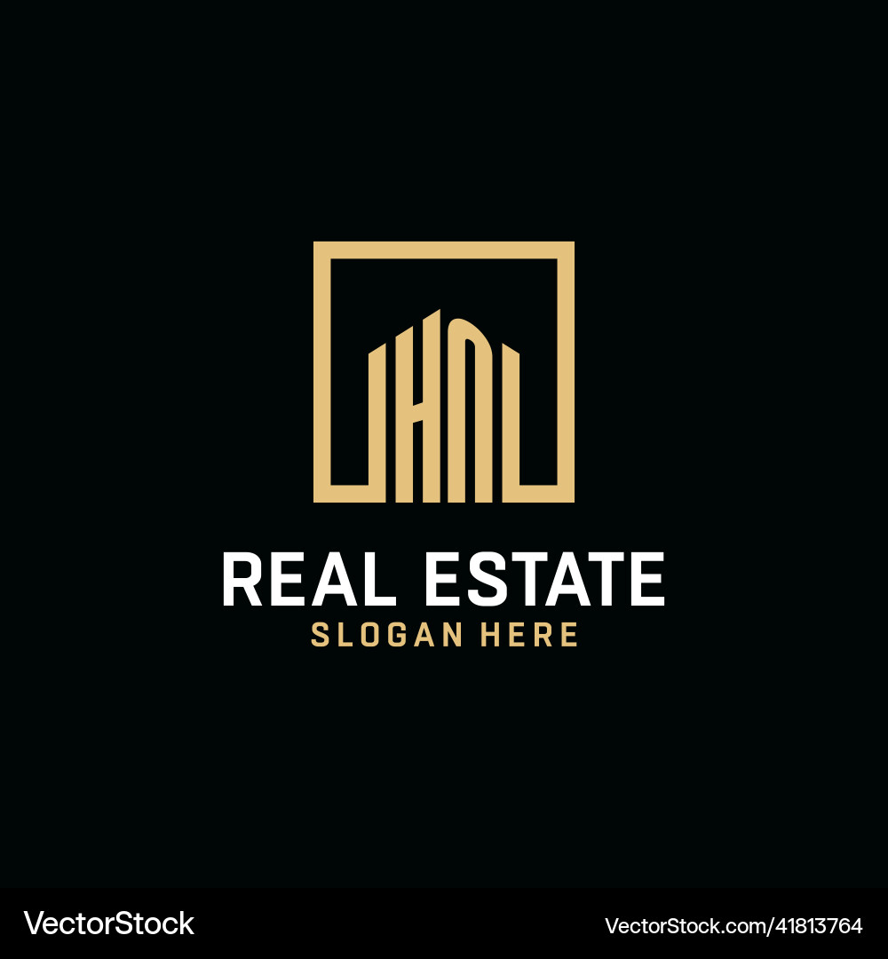 Hn initial monogram logo design with square shape Hn initial monogram logo design with square shape Vector Image