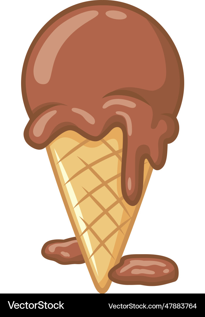 Ice cream chocolate ball scoop melting drawing Ice cream chocolate ball scoop melting drawing vector image
