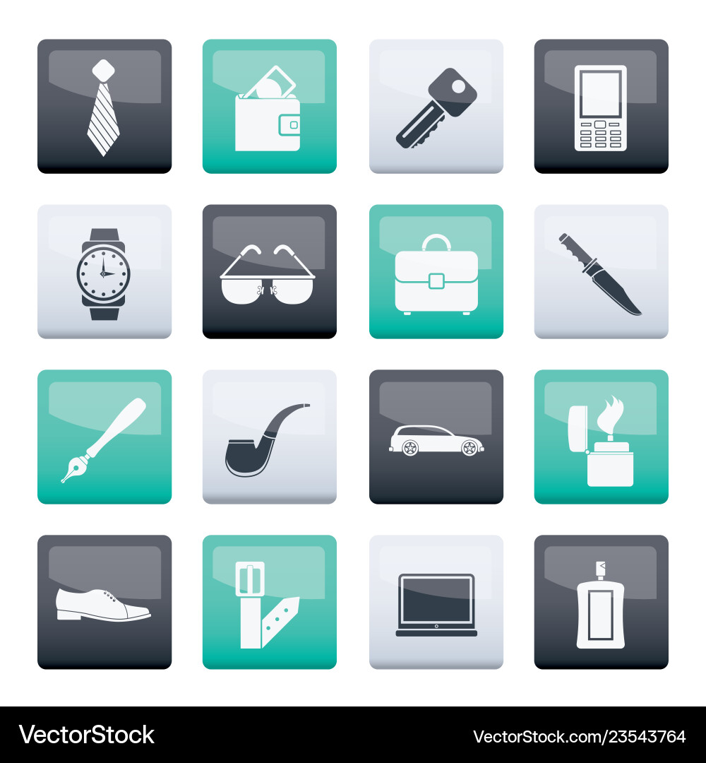 Man accessories icons and objects Man accessories icons and objects vector image