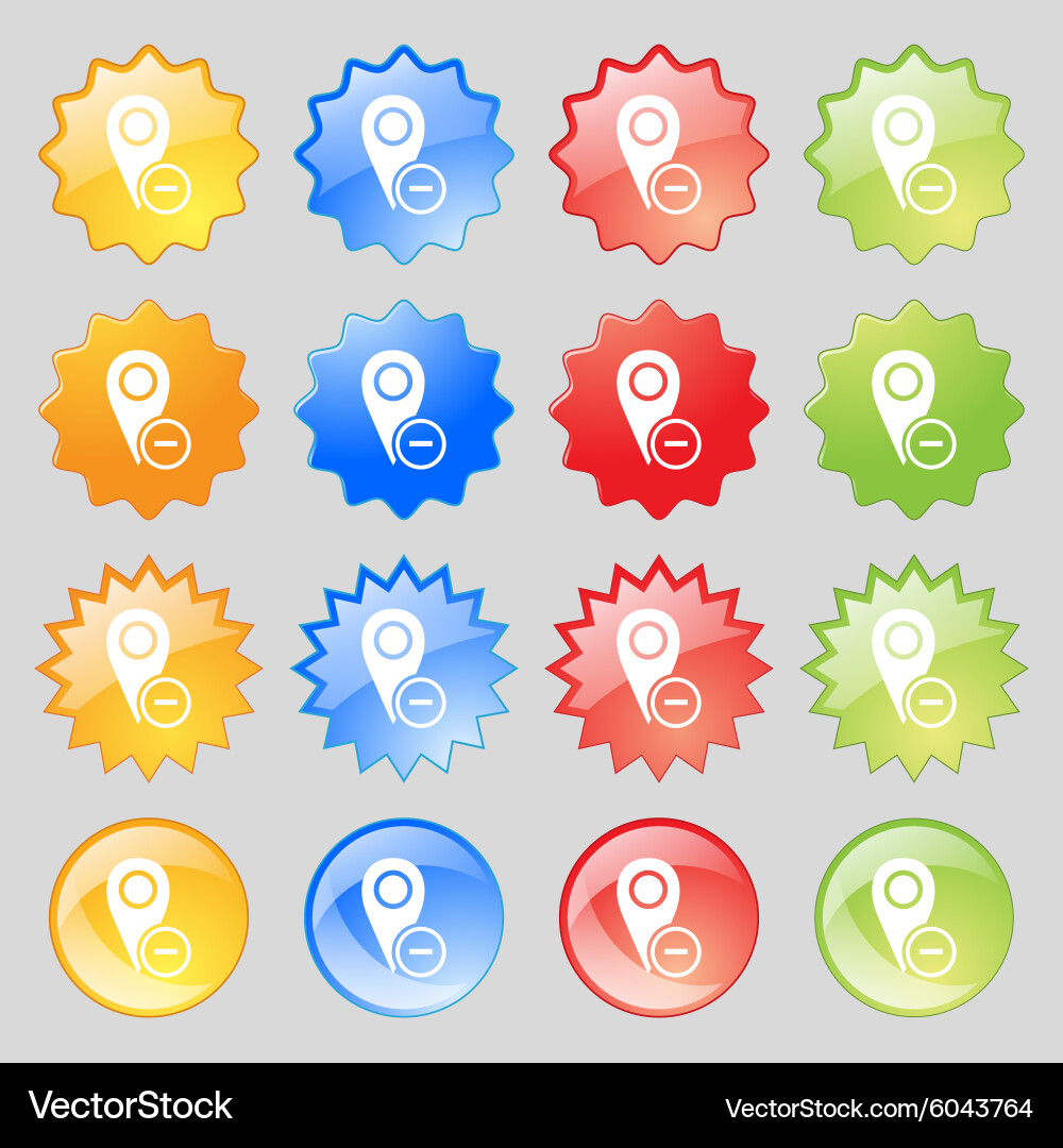 Map pointer icon sign big set of 16 colorful Vector Image